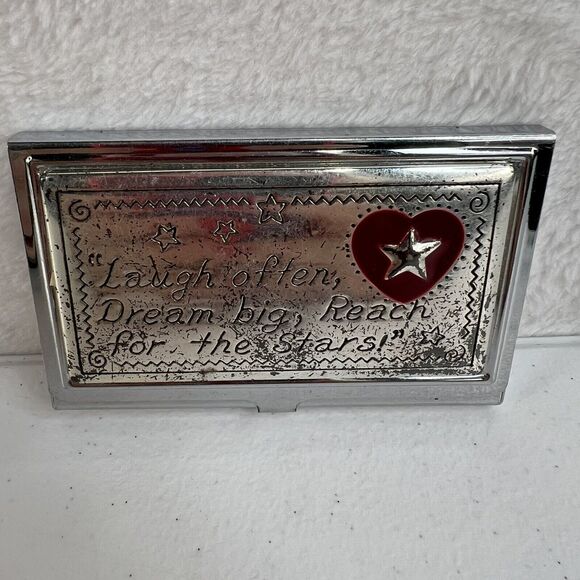 Brighton Joyful Heart Business Card Case Holder Laugh Dream Silver Plated - Picture 2 of 11